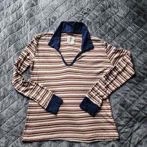 Striped Long Sleeve Top with Navy Accents